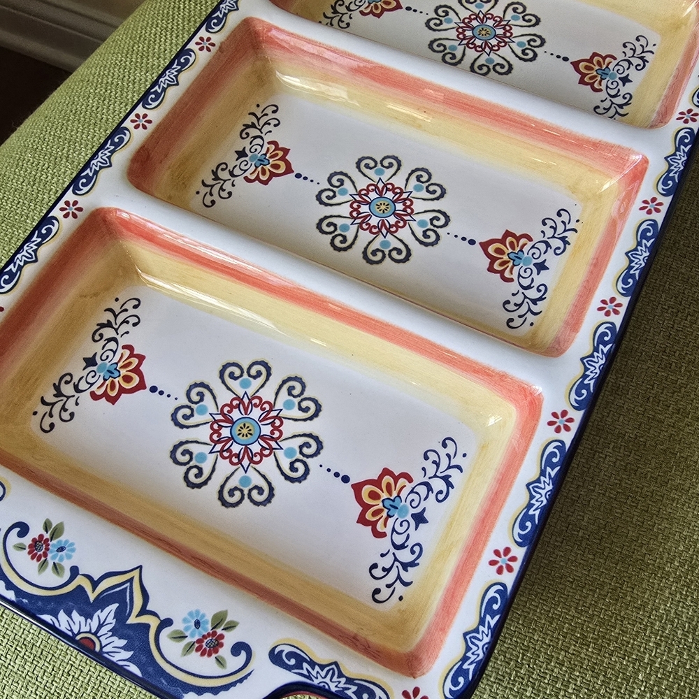Bella Casa by Ganz 3-Section Rectangular Serving Platter 16” x 8.5”